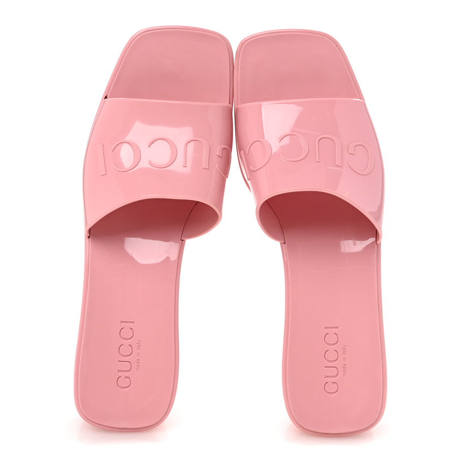 Gucci Rubber Logo Womens Platform 20/60mm Slide Sandals 39 Wild Rose Image 2
