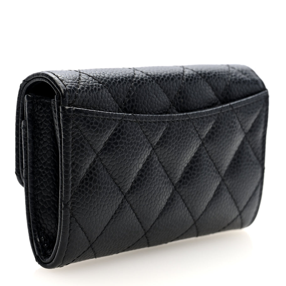 Chanel Caviar Quilted Flap Card Holder Wallet Black Image 3
