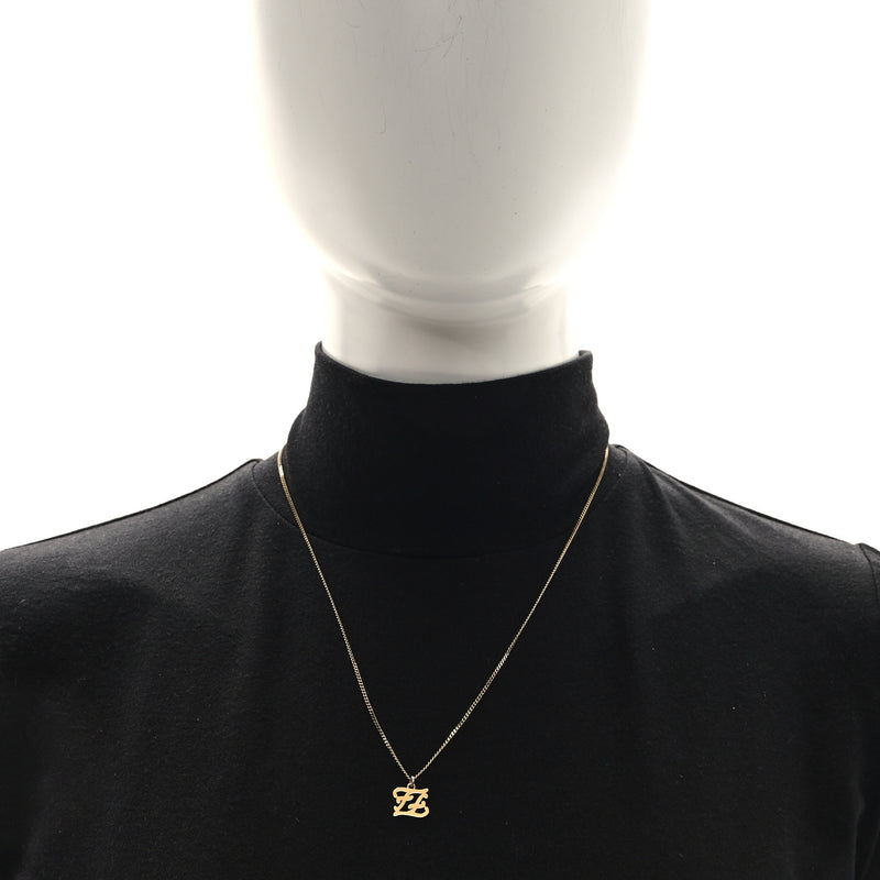  Fendi Metal Karligraphy Necklace Gold