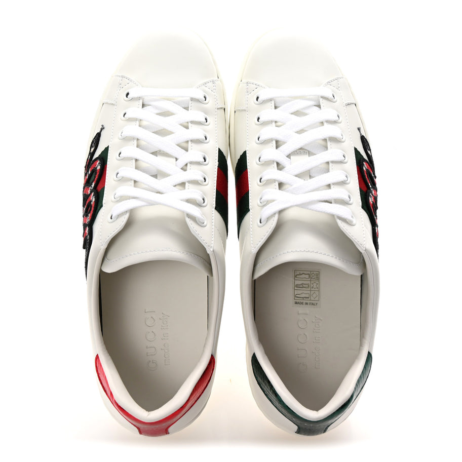Gucci Calfskin Ayers Kingsnake Embroidered Mens Ace Sneakers 8 Green Red Image 2