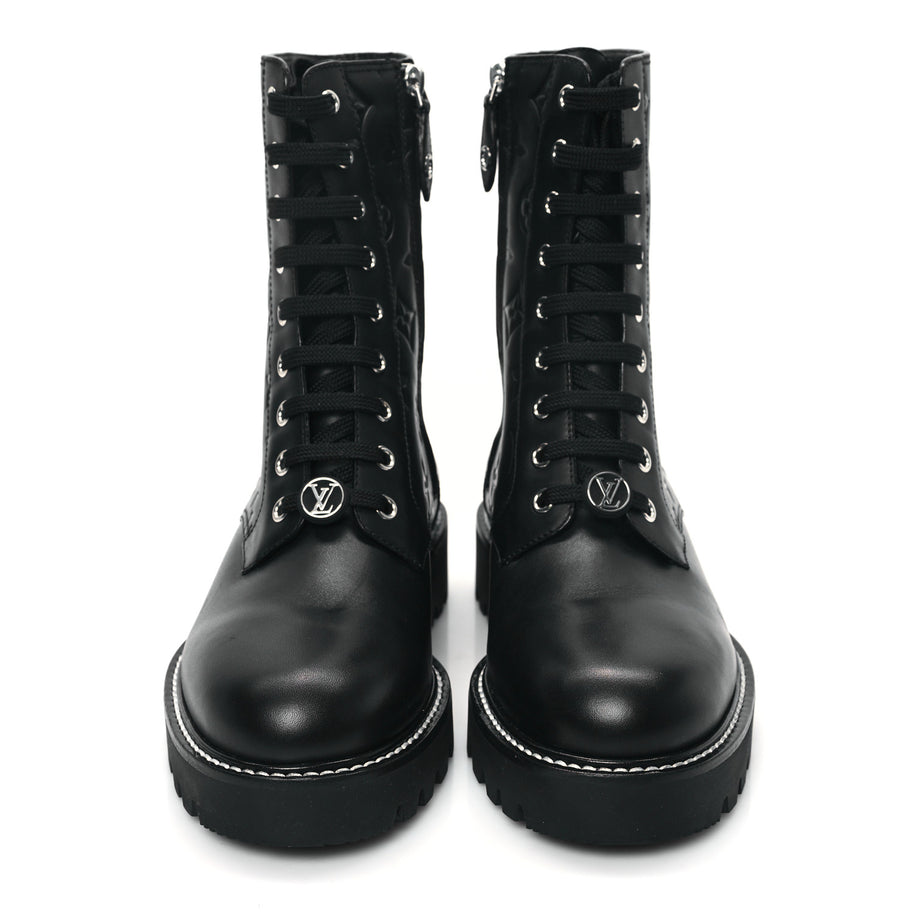 Louis Vuitton Calfskin Monogram Territory Flat Ranger Boots Black Image 2