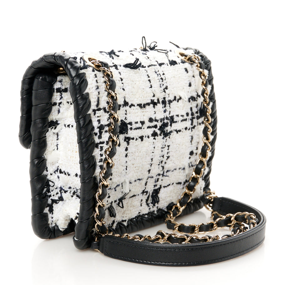 Chanel Tweed Braided Calfskin Mini My Own Frame Flap Grey Black Image 2