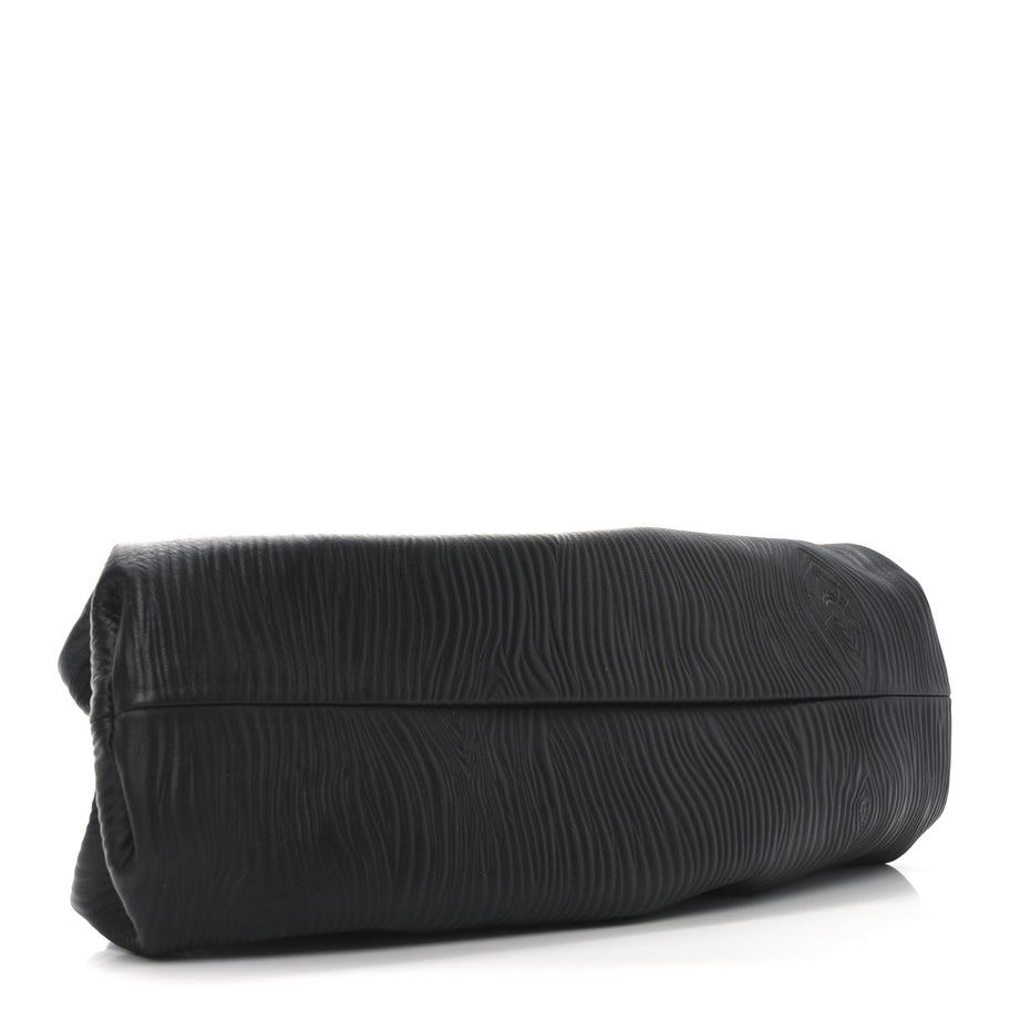 Bottega Veneta Bark Calfskin Embossed The Pouch Oversized Clutch Black Image 3
