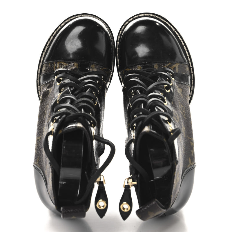  Louis Vuitton Patent Calfskin Monogram Star Trail Ankle Boots Black