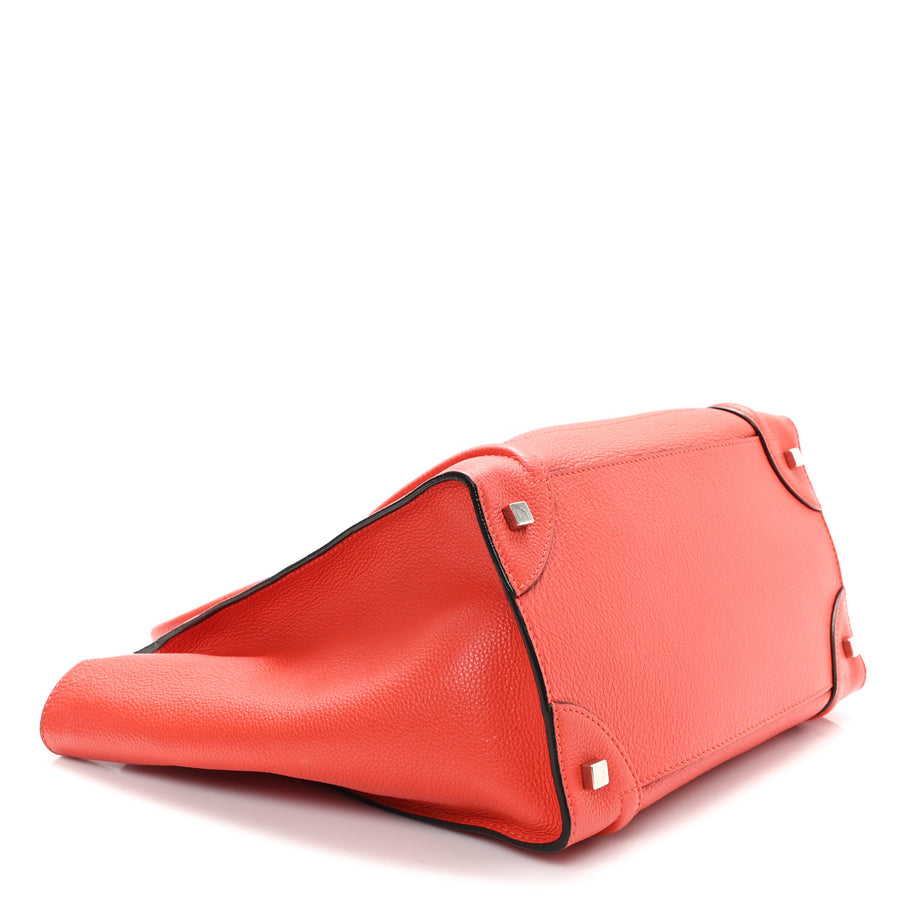 Celine Drummed Calfskin Mini Luggage Coquelicot Image 4