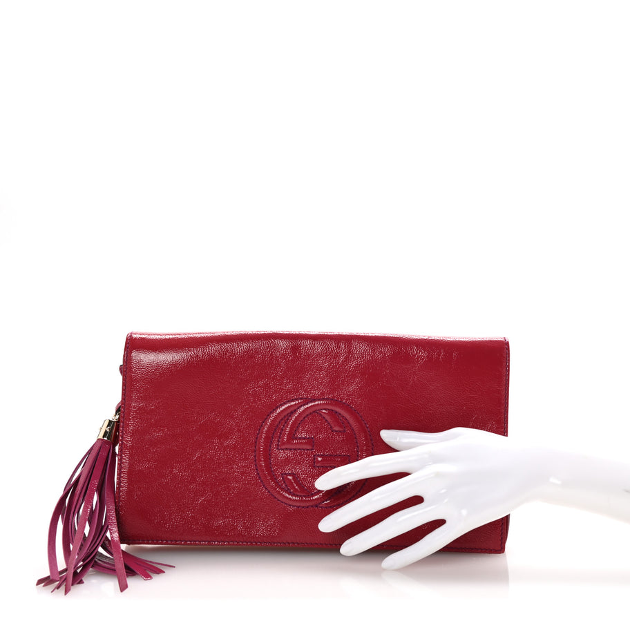 Gucci Soft Patent Medium Soho Clutch Bright Bougainvillea Image 2