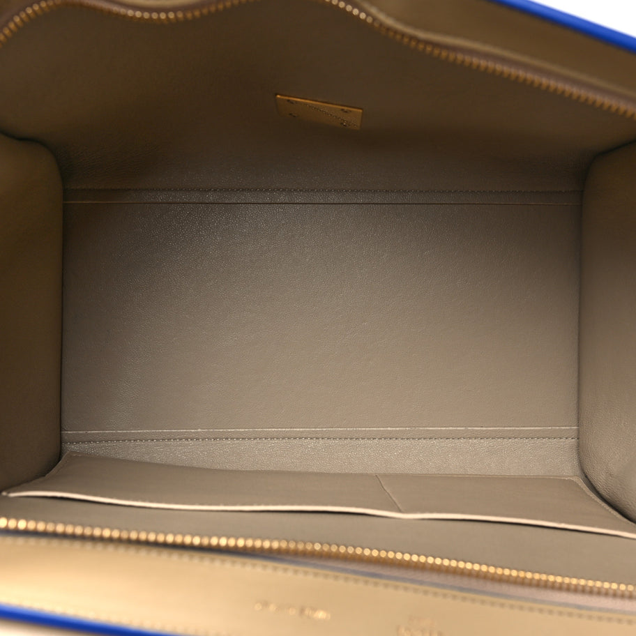 Celine Smooth Calfskin Medium Bi-Color Trapeze Beige Blue Image 5