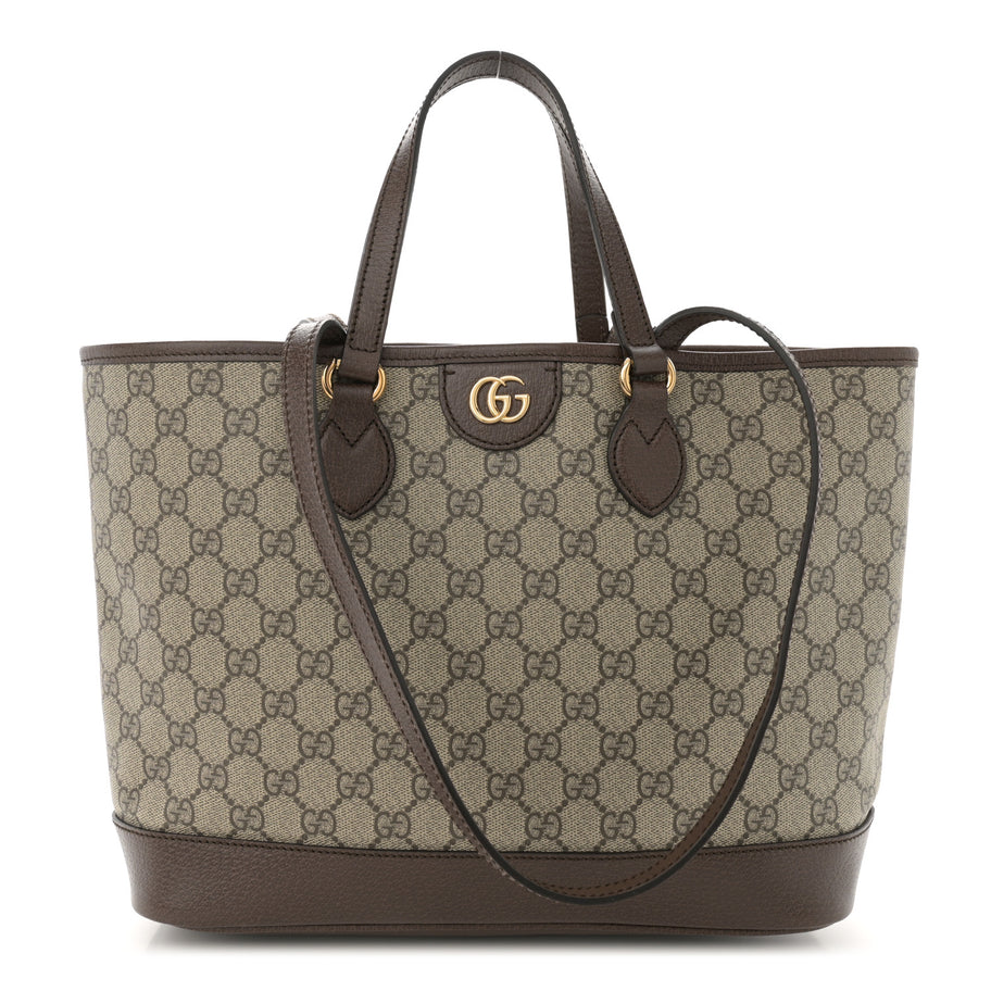 Gucci GG Supreme Monogram Textured Calfskin Medium Ophidia Shoulder Tote Bag Beige Ebony New Acero Image 1