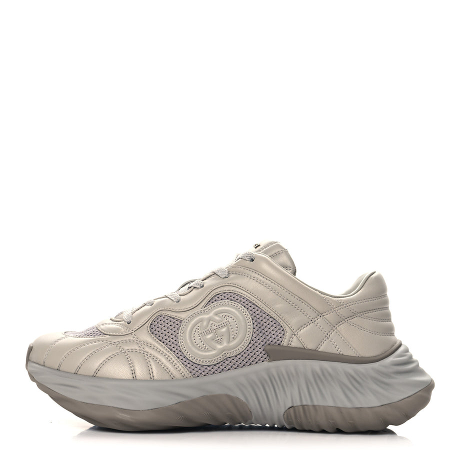 Gucci New Nappa Sombre Interlocking G Ripple Mens Platform Sneakers 8.5 Grey Sky Image 1