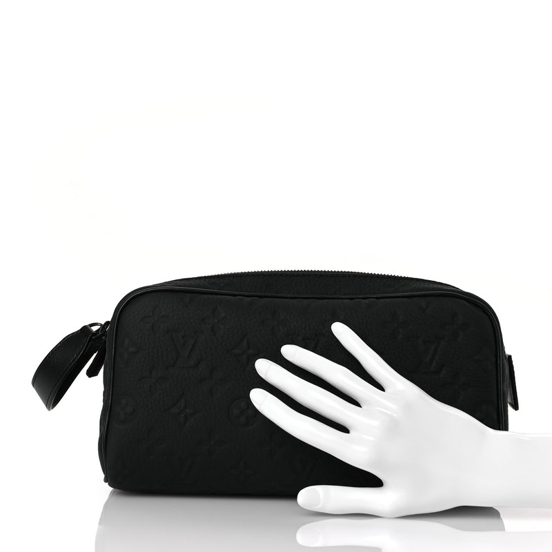  Louis Vuitton Taurillon Monogram Dopp Kit Toilet Pouch Black