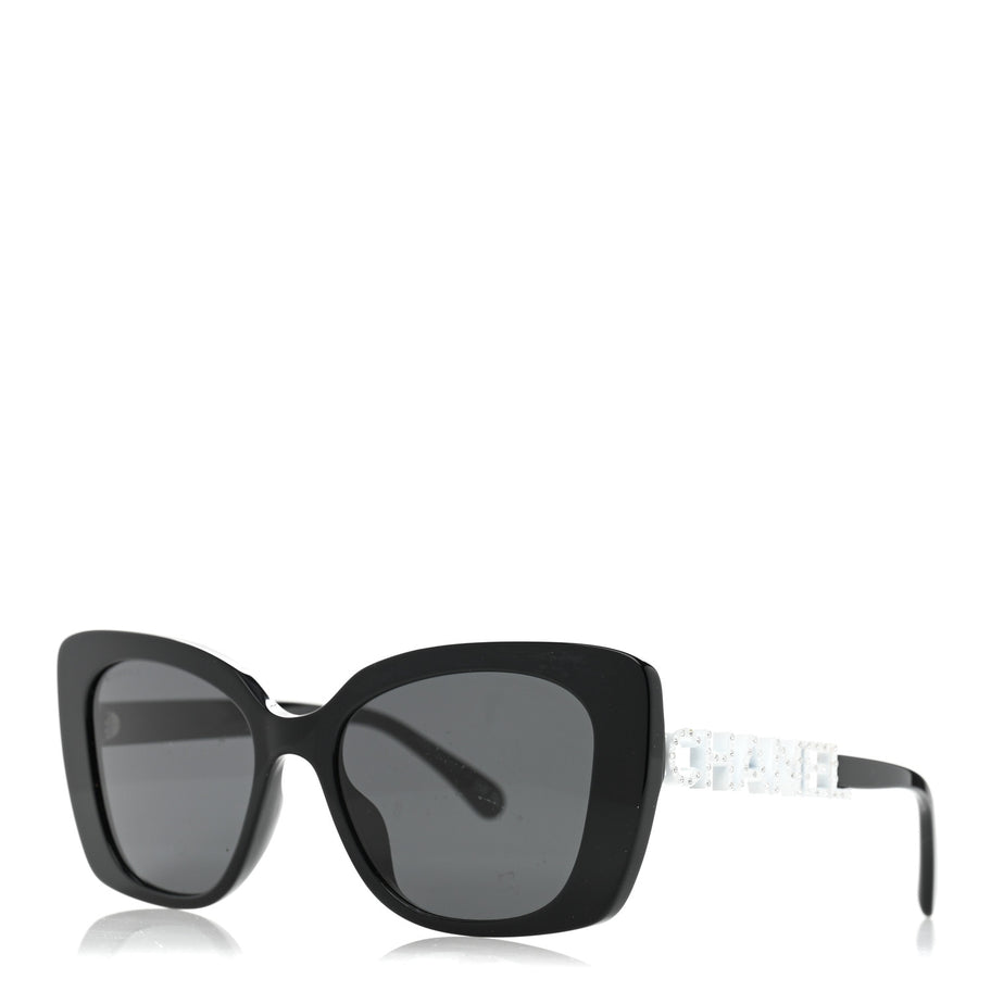 Chanel Acetate Strass Square Sunglasses 5422-B-A Black White Image 1