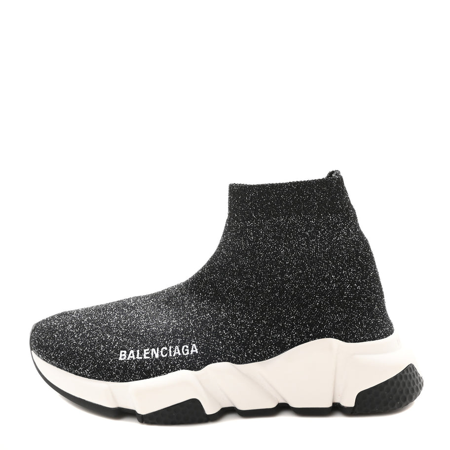 Balenciaga Laminated Knit Bi-Color Sole Womens Speed Sneakers 35 Black White Image 1