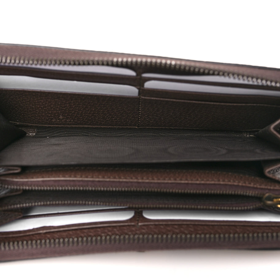 Gucci Monogram Jumbo GG Textured Dollar Calfskin Diana Zip Around Continental Wallet Camel Ebony New Acero Image 5