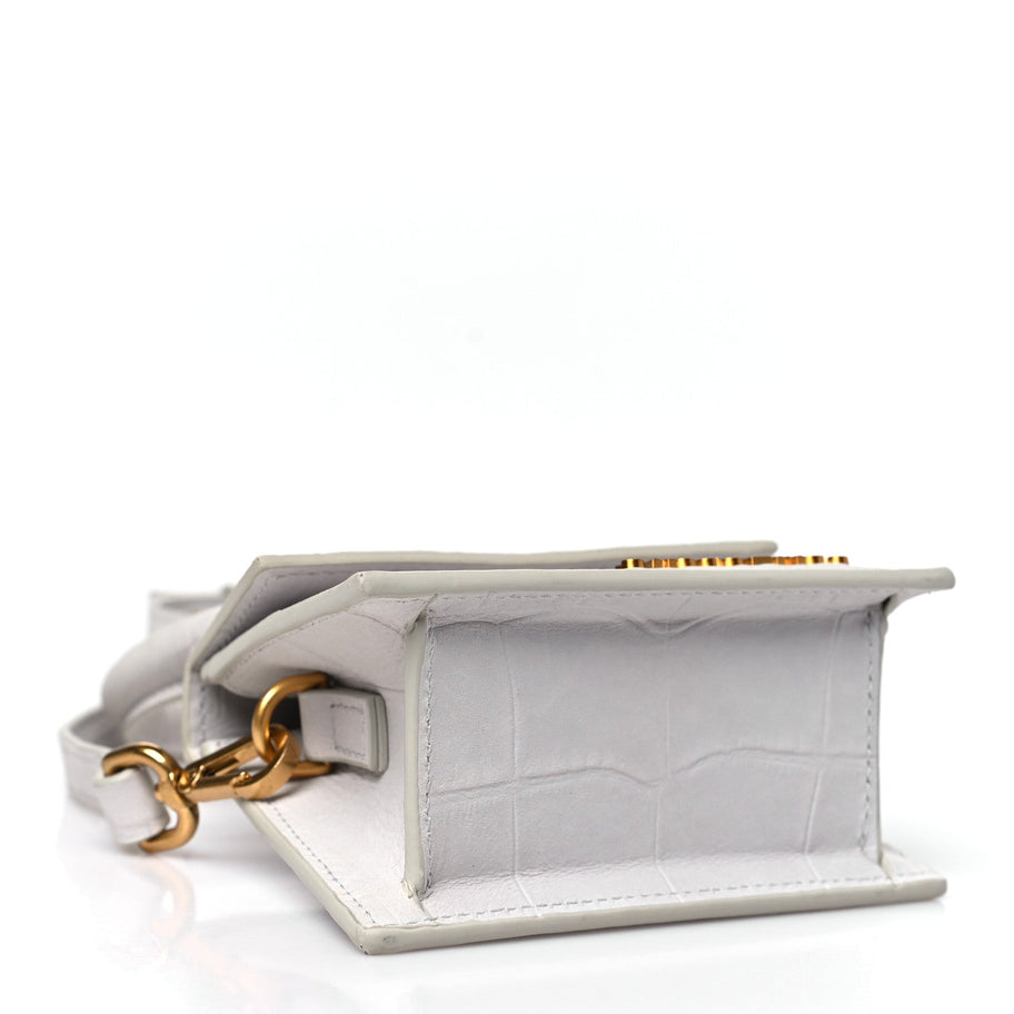 Jacquemus Suede Crocodile Embossed Le Chiquito Grey Image 4