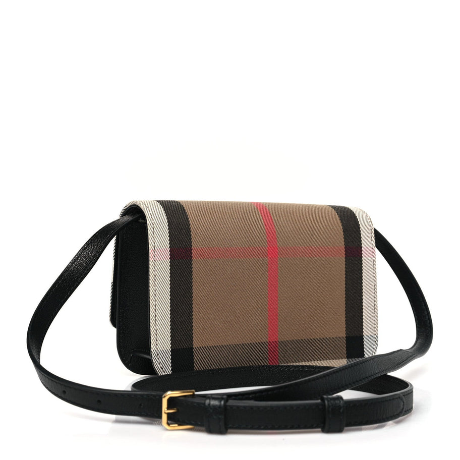 Burberry Grained Calfskin House Check Small Madison Shoulder Bag Black Image 3