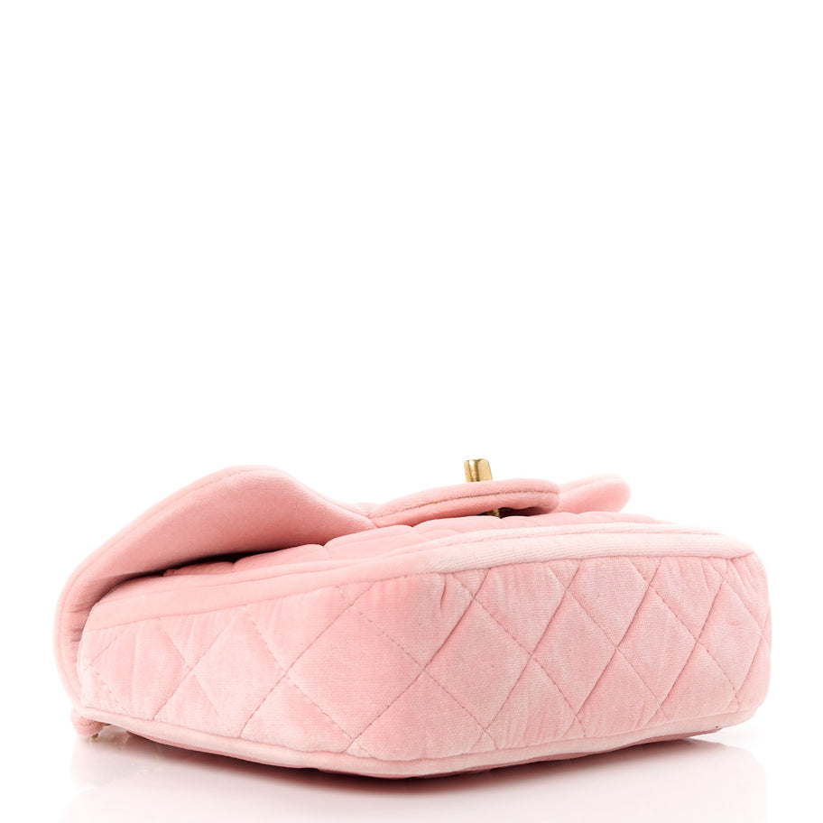 Chanel Velour Quilted Mini Double Frame Flap Rose Image 4