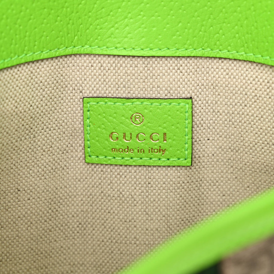 Gucci GG Supreme Monogram Web Small Ophidia Belt Bag Beige Ebony Electric Green Image 6
