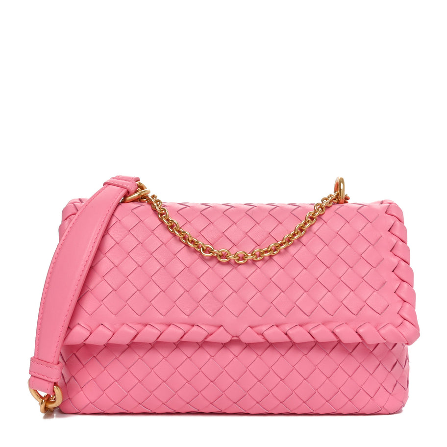 Bottega Veneta Nappa Intrecciato Small Olimpia Shoulder Bag Antique Pink Image 1