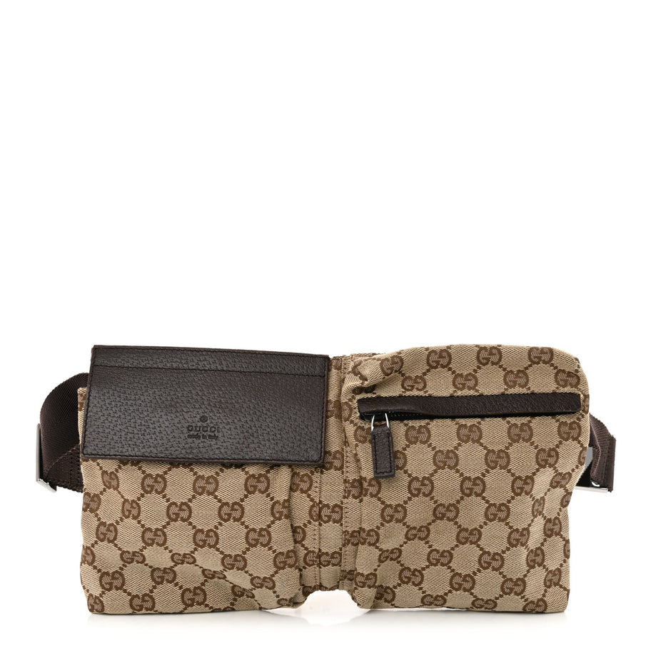 Gucci GG Monogram Double Pocket Belt Bag Dark Brown Image 1