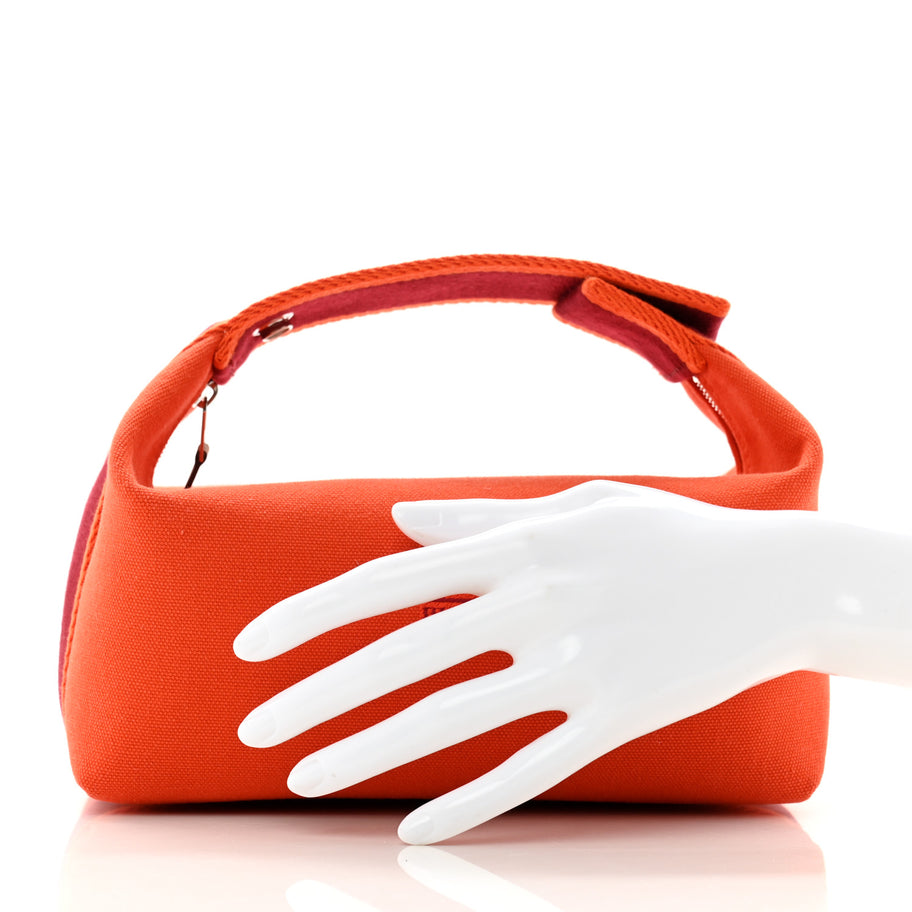 Hermes Canvas Small Bride-A-Brac Pouch Orange Burgundy Image 2
