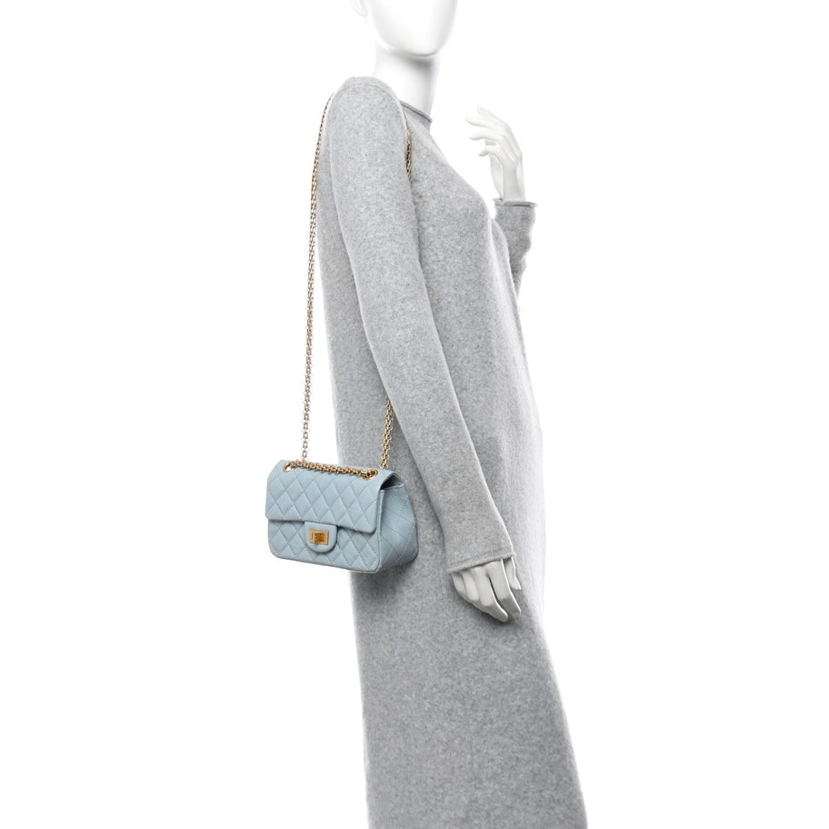 Chanel Aged Calfskin Quilted 2.55 Reissue Mini Flap Light Blue Image 2