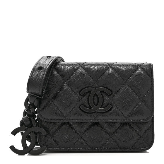 Chanel Caviar Quilted My Everything Belt Flap Card Holder Black Image 1