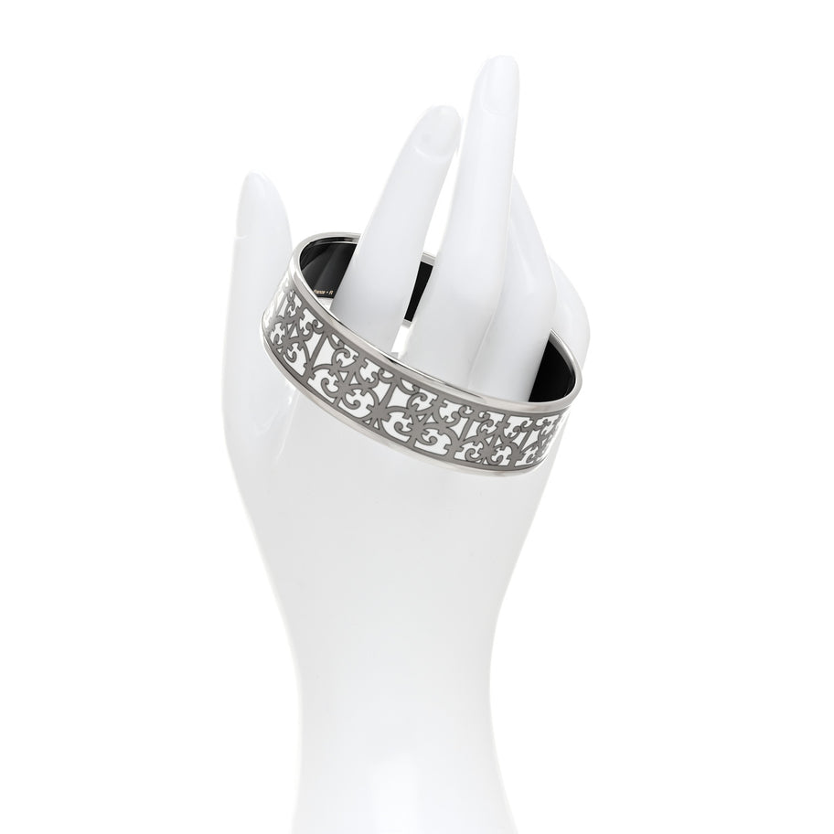 Hermes Enamel Printed Wide Balcons du Guadalquivir Bracelet 70 Silver Image 2