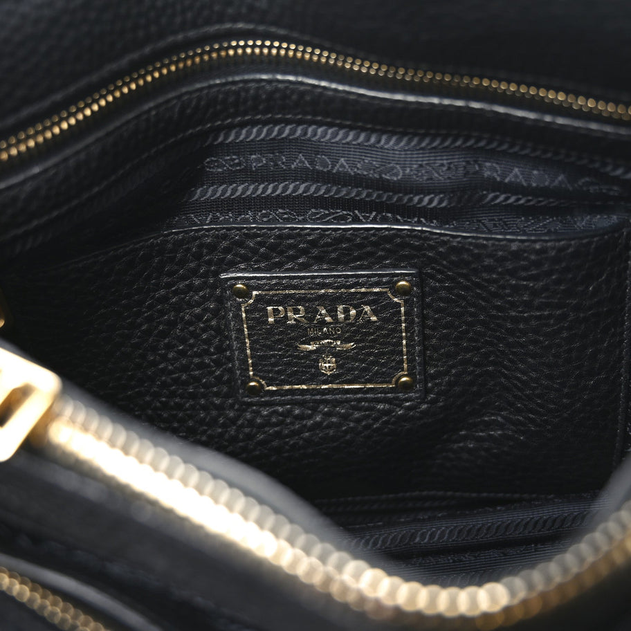 Prada Vitello Daino Tote Black Image 6