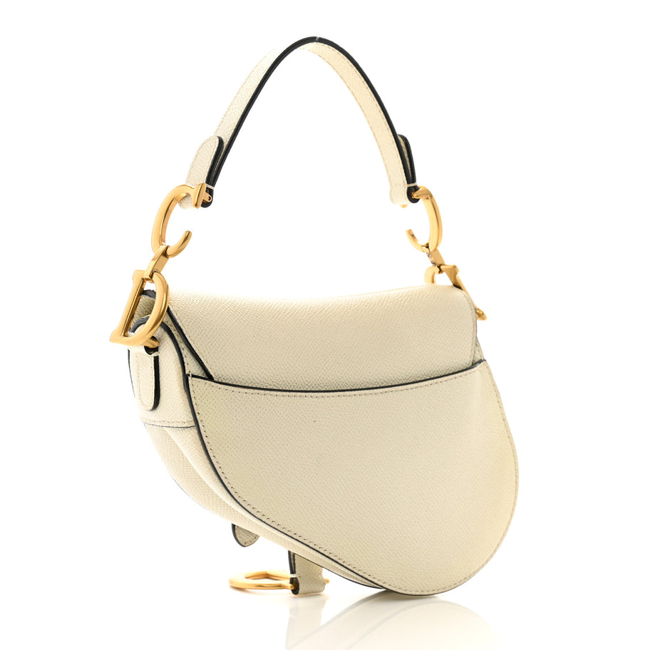 Christian Dior Grained Calfskin Mini Saddle Bag Ivory Image 2