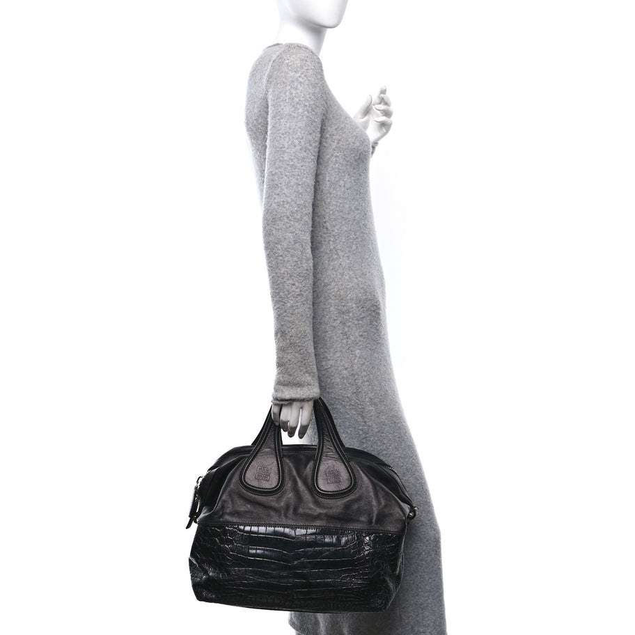 Givenchy Calfskin Crocodile Embossed Medium Nightingale Black Image 2