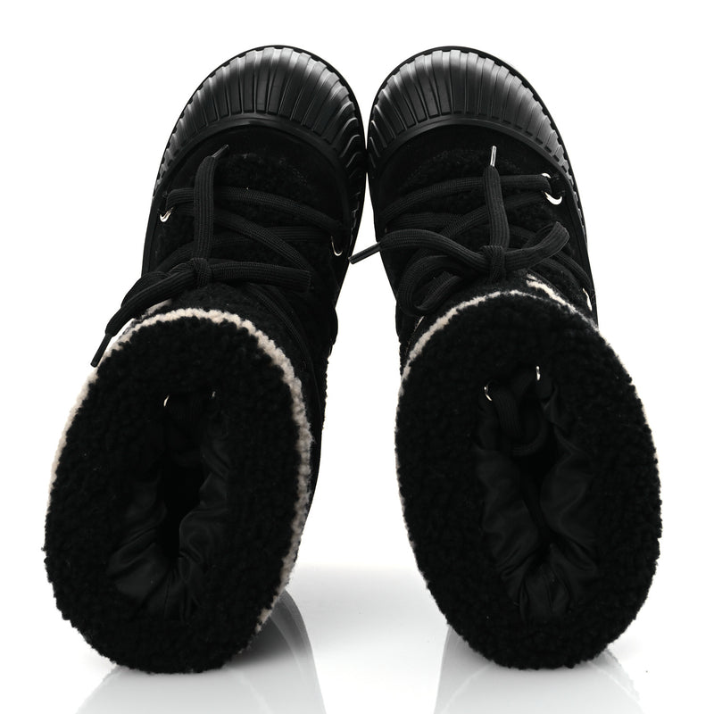  Louis Vuitton Suede Shearling Polar Flat Half Boots Black