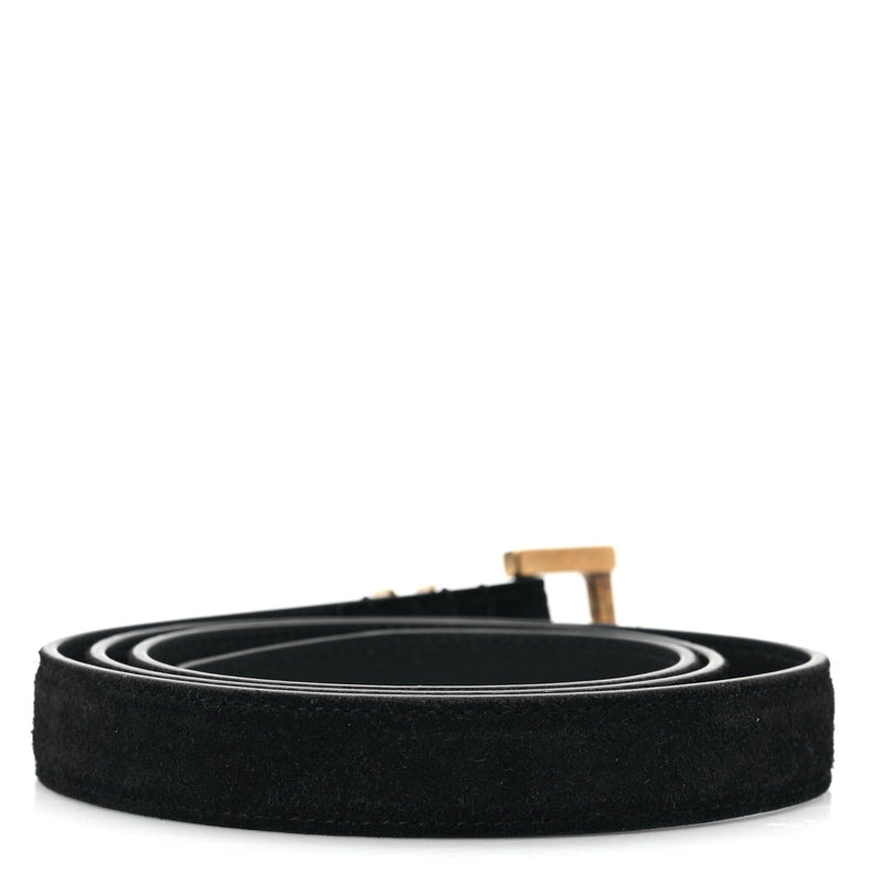  Saint Laurent Suede Calfskin Monogram Square Buckle Belt 85 34 Black