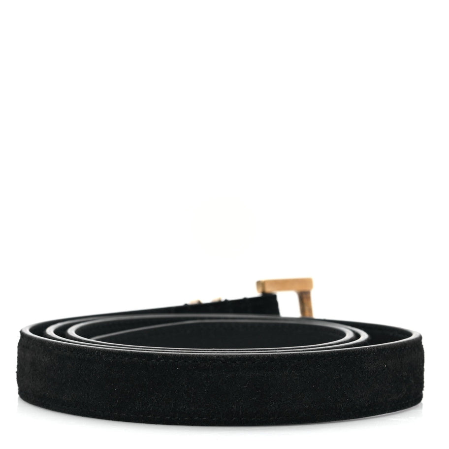 Saint Laurent Suede Calfskin Monogram Square Buckle Belt 85 34 Black Image 2