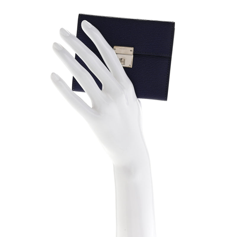  Hermes Chevre Mysore Mini Clic Card Holder Bleu Encre