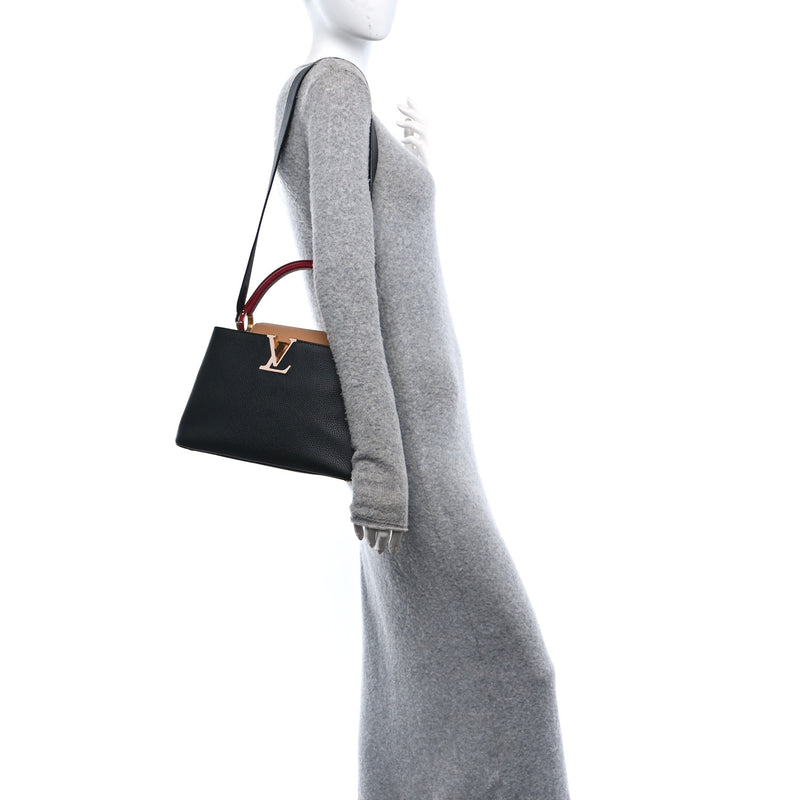  Louis Vuitton Taurillon Capucines MM Arizona Black Arizona Beige Ruby Red