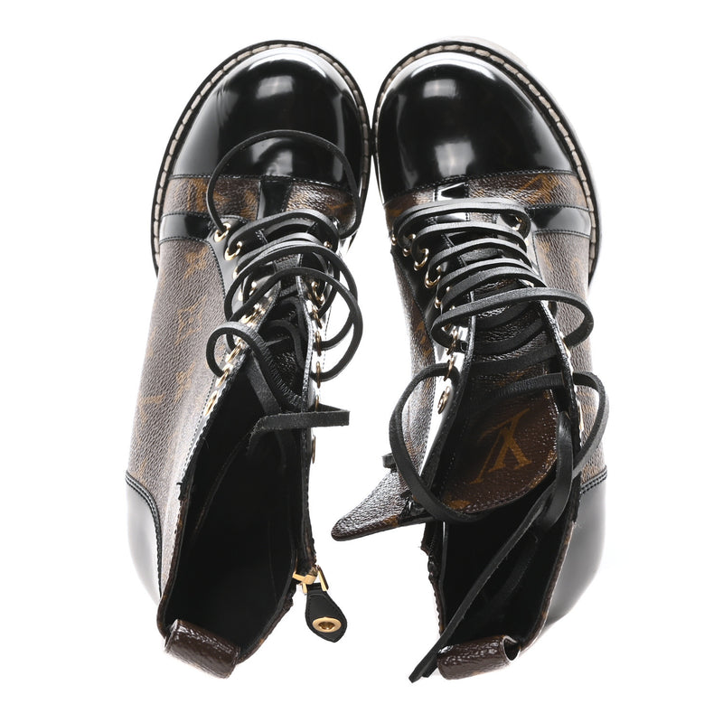  Louis Vuitton Patent Calfskin Monogram Star Trail Ankle Boots Black