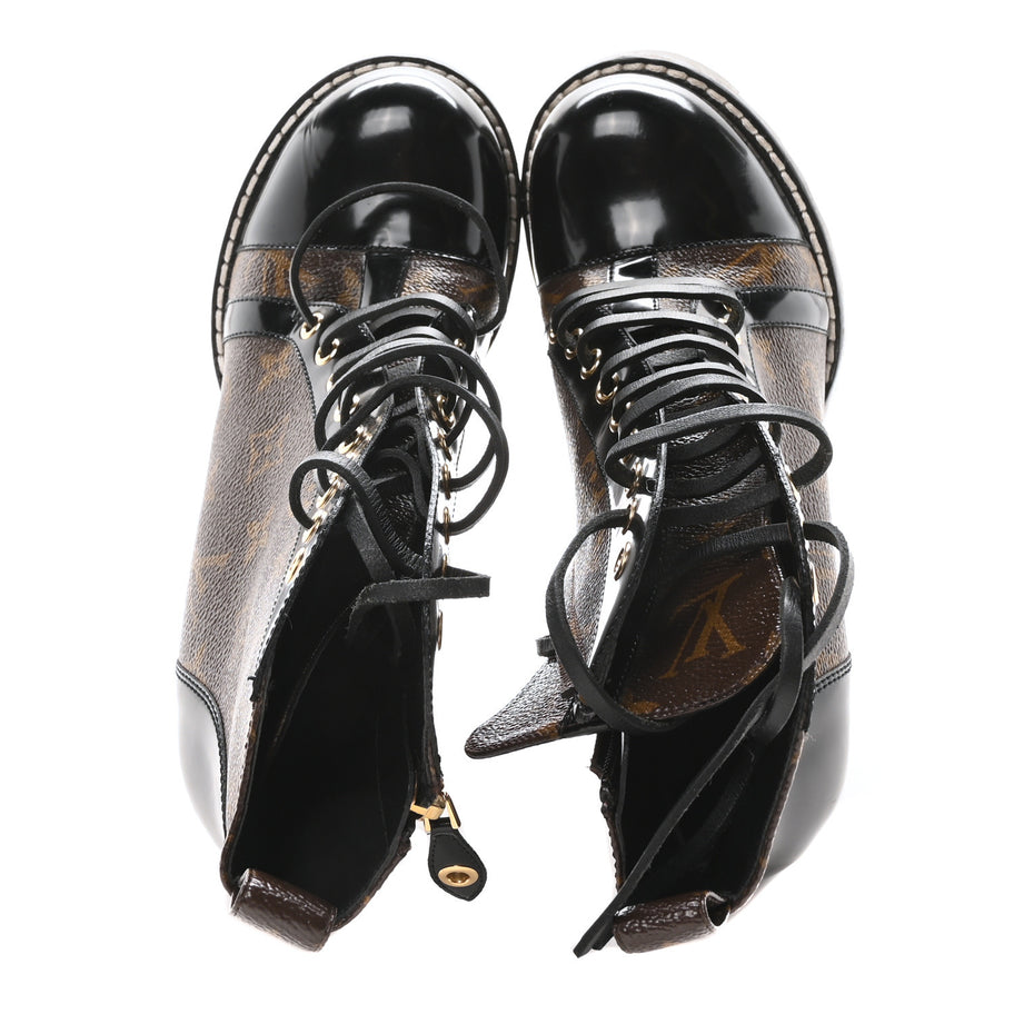 Louis Vuitton Patent Calfskin Monogram Star Trail Ankle Boots Black Image 2