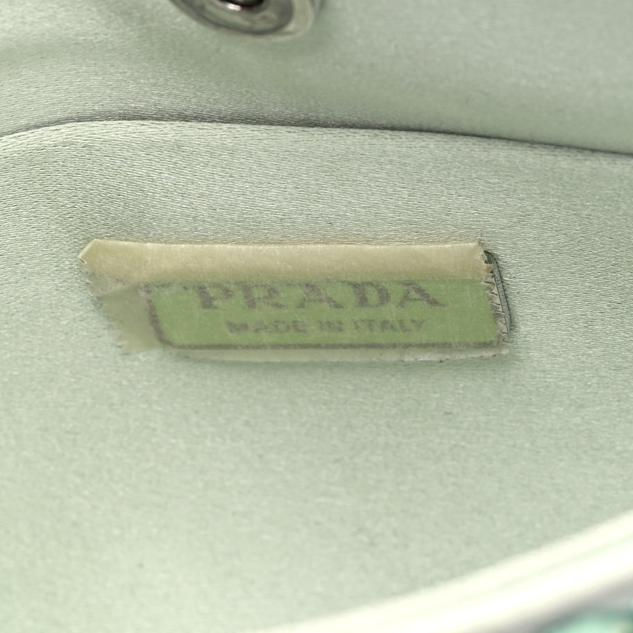 Prada Satin Crystal Cleo Adjustable Strap Shoulder Bag Acqua Image 6