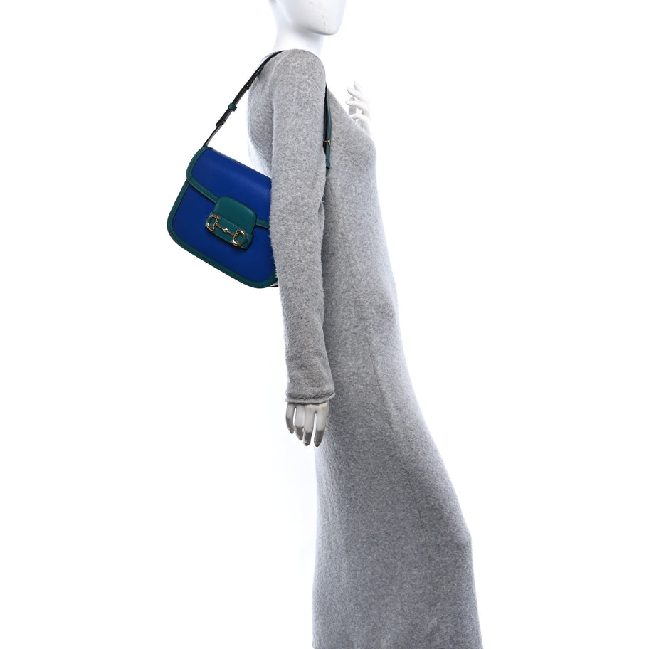 Gucci Azalea Calfskin Horsebit 1955 Shoulder Bag Imperial Blue Pavone Image 2