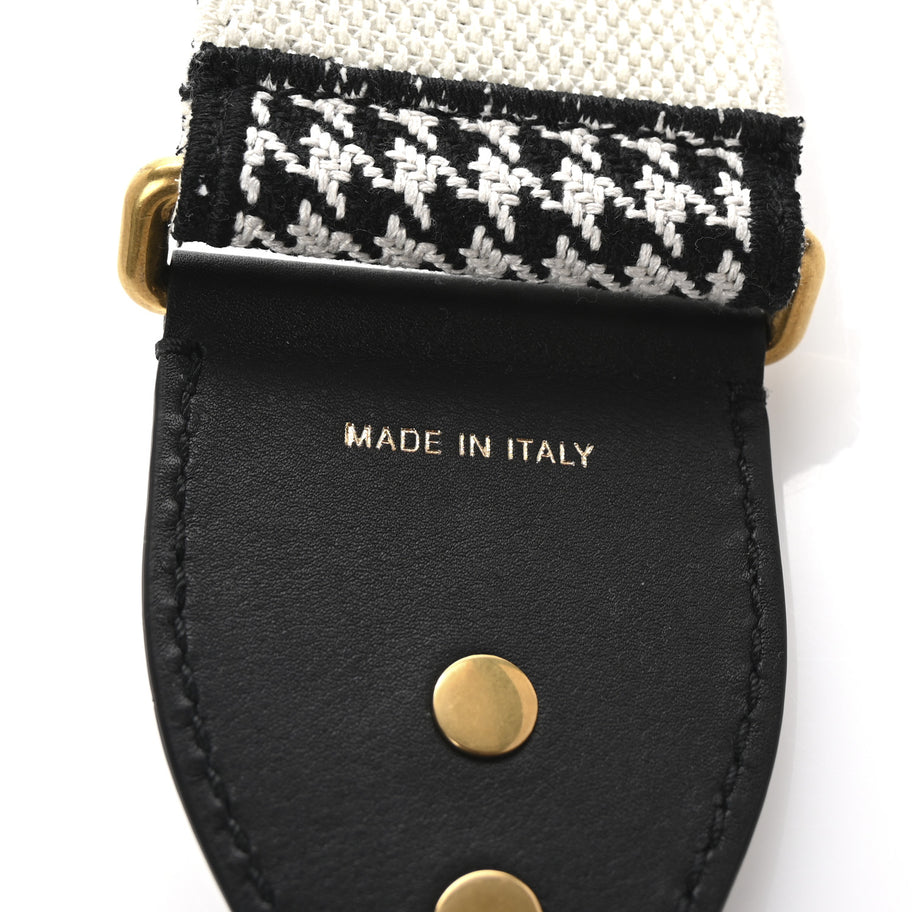 Christian Dior Canvas Houndstooth Embroidered 30 Montaigne Shoulder Strap Black White Image 4