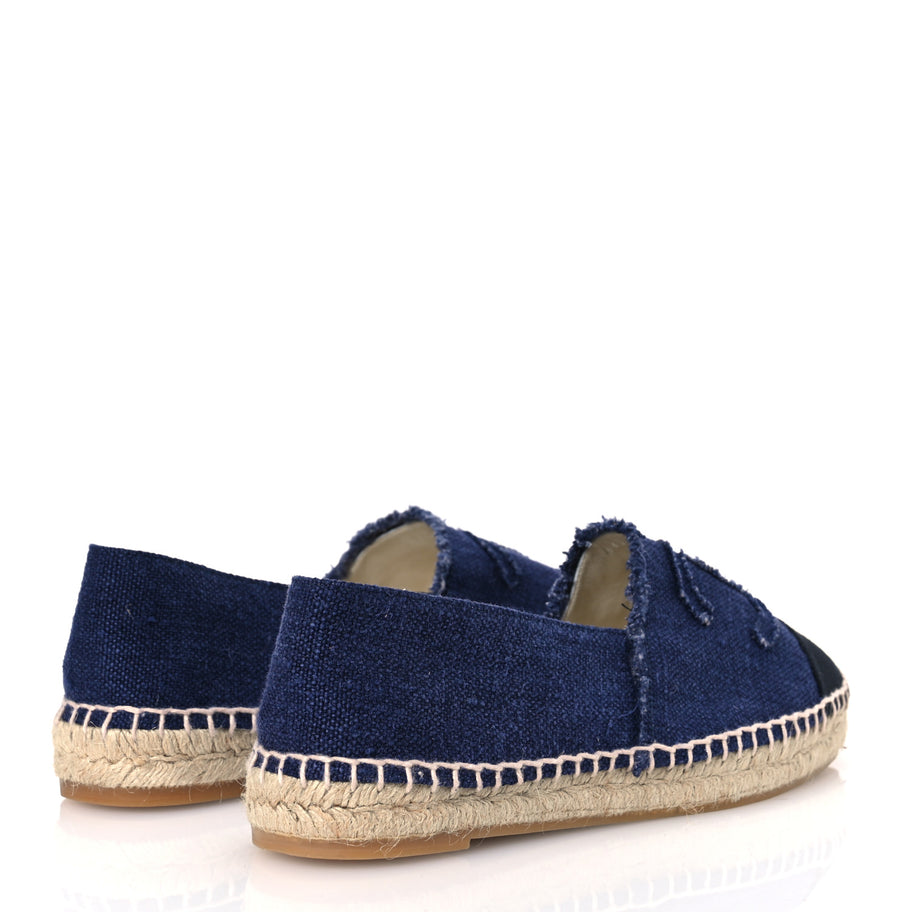 Chanel Denim Toile CC Espadrilles 40 Navy Black Image 5