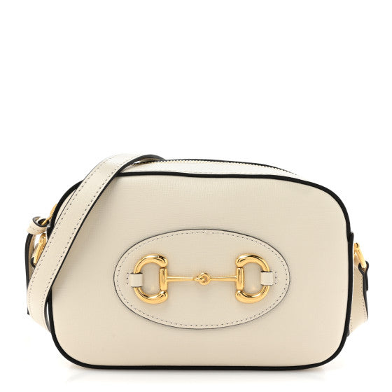  Gucci Azalea Calfskin Mini Horsebit 1955 Camera Shoulder Bag Mystic White