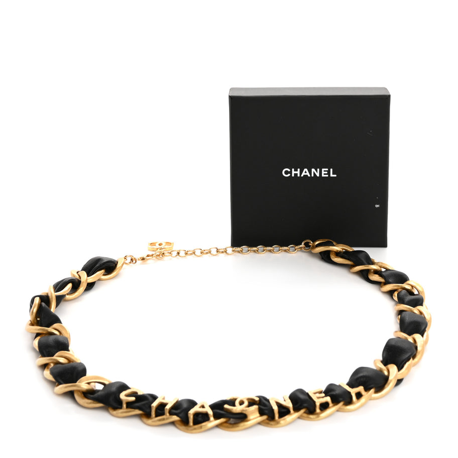 Chanel Calfskin Woven 90s Icon CC Belt 65 Black Image 5