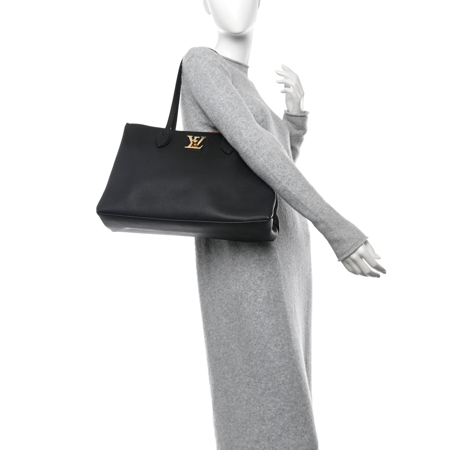 Louis Vuitton Grained Calfskin Lockme Shopper Black Image 2