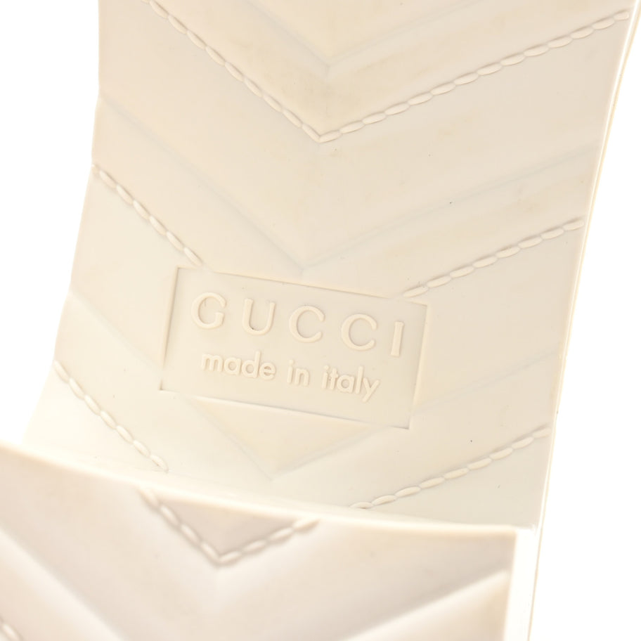 Gucci Rubber Logo Womens Platform 20/60mm Slide Sandals 38 Mystic White Image 7