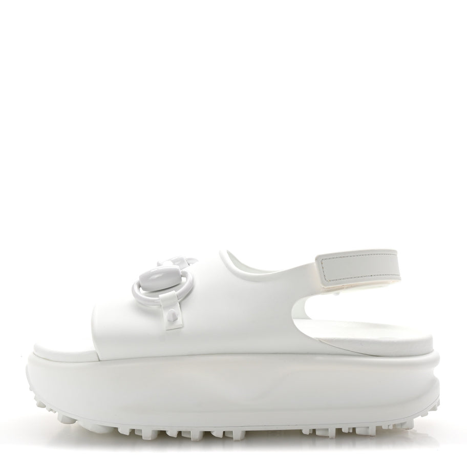 Gucci Soft Rubber Horsebit Touch Womens Strapped Sandals 37 Great White Image 1