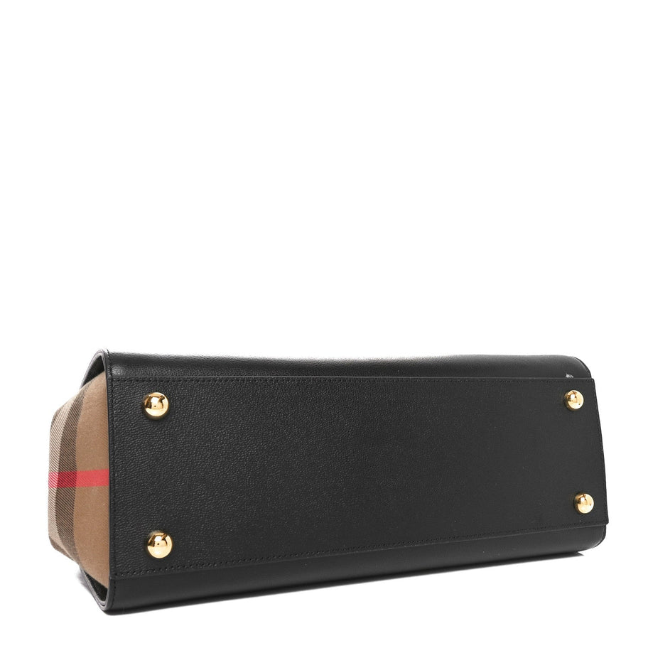 Burberry Calfskin Mega Check Small Banwell Tote Black Image 4