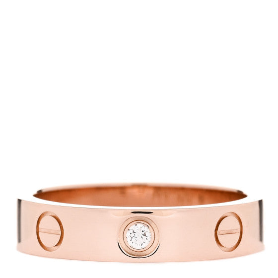 Cartier 18K Pink Gold Diamond 4mm LOVE Wedding Band Ring 49 4.75 (initials inside) Image 1