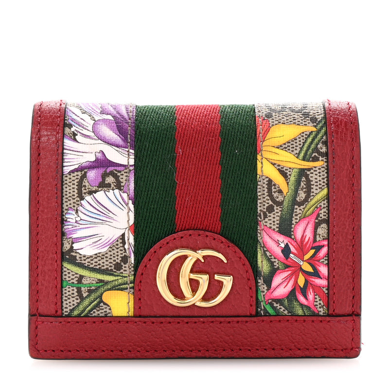  Gucci GG Supreme Monogram Flora Web Ophidia Card Case Red