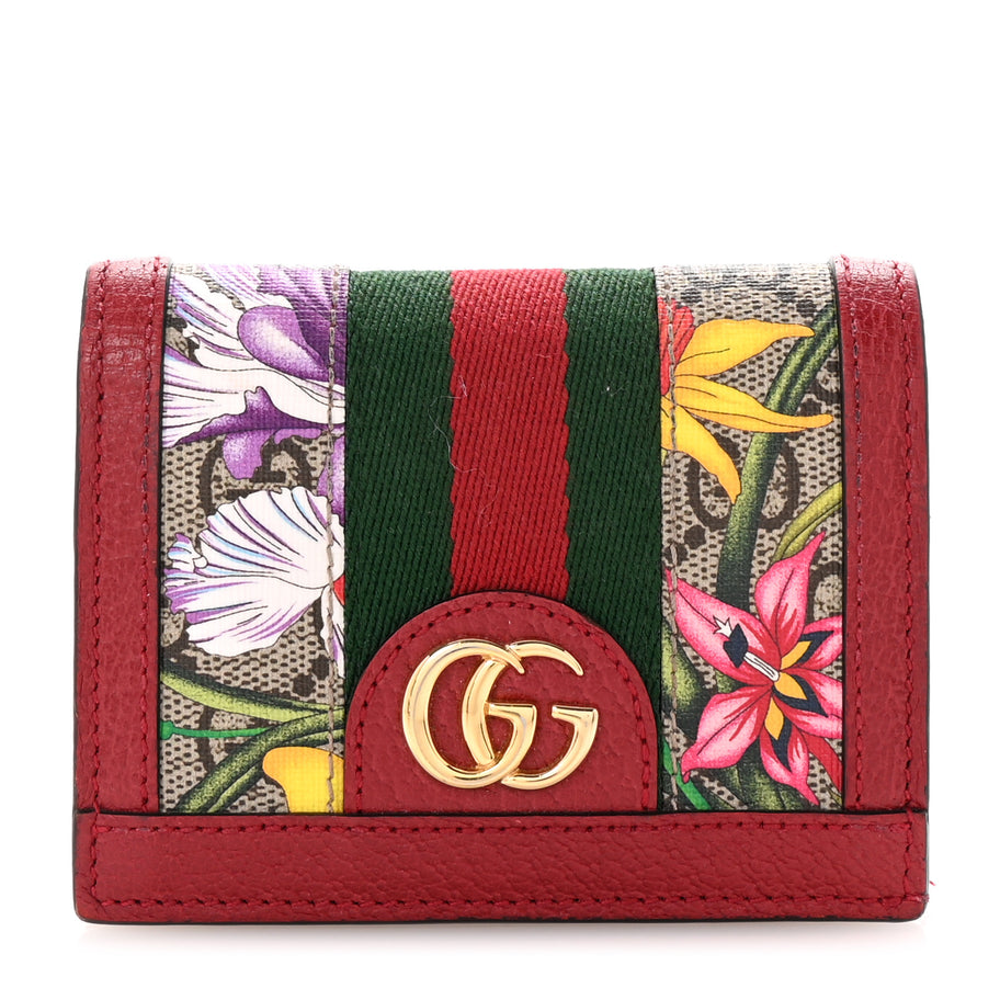 Gucci GG Supreme Monogram Flora Web Ophidia Card Case Red Image 1